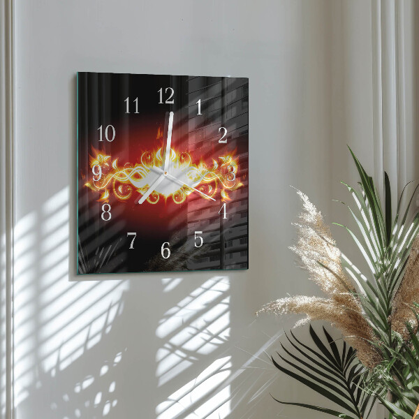 Wanduhr quadratisch Feuerblume