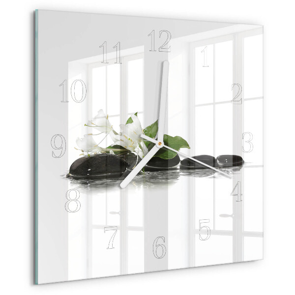 Wanduhr quadratisch Zen-Steine