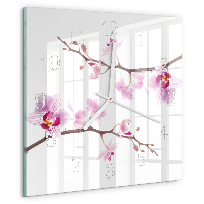 Wanduhr quadratisch Orchidee