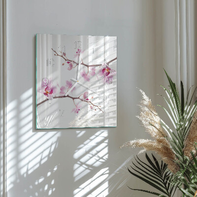 Wanduhr quadratisch Orchidee
