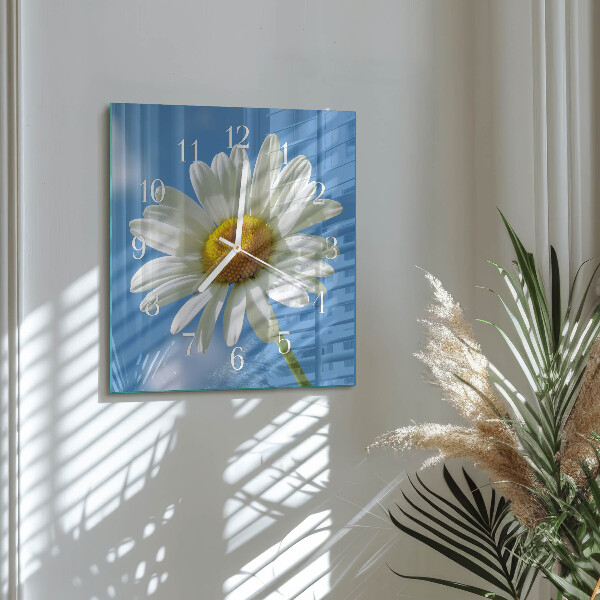 Wanduhr quadratisch Blume