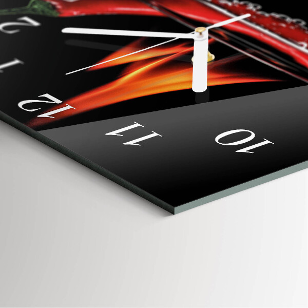 Wanduhr quadratisch Chili-Feuer
