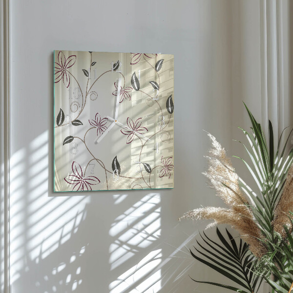 Wanduhr quadratisch Blumenkunst