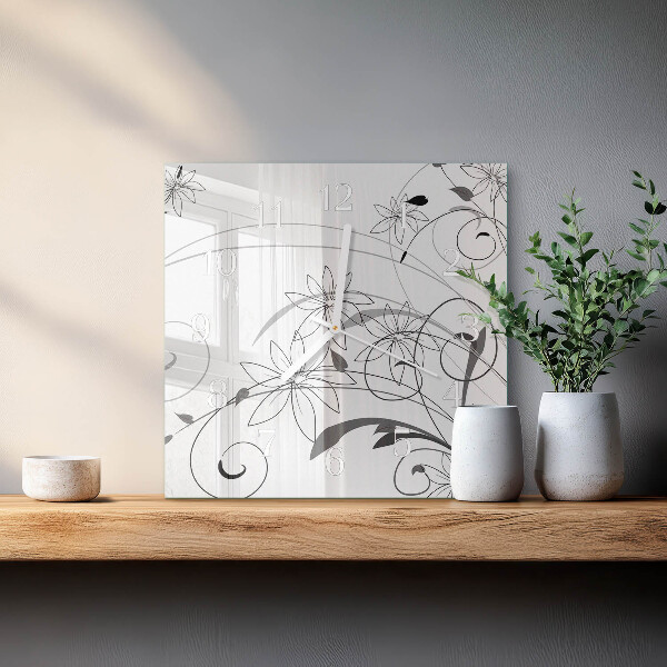 Wanduhr quadratisch Blumenkunst