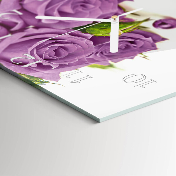 Wanduhr quadratisch Rosen