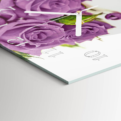 Wanduhr quadratisch Rosen