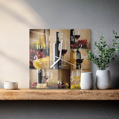 Wanduhr quadratisch Flasche Wein