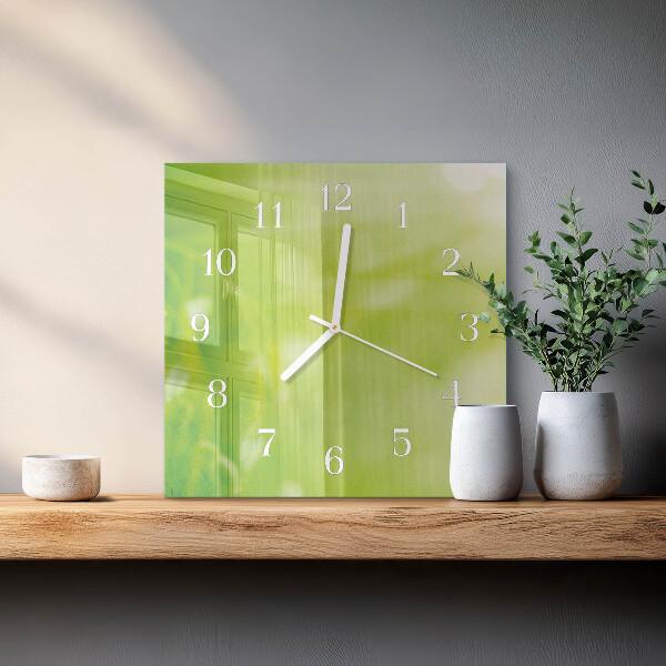 Wanduhr quadratisch Gras