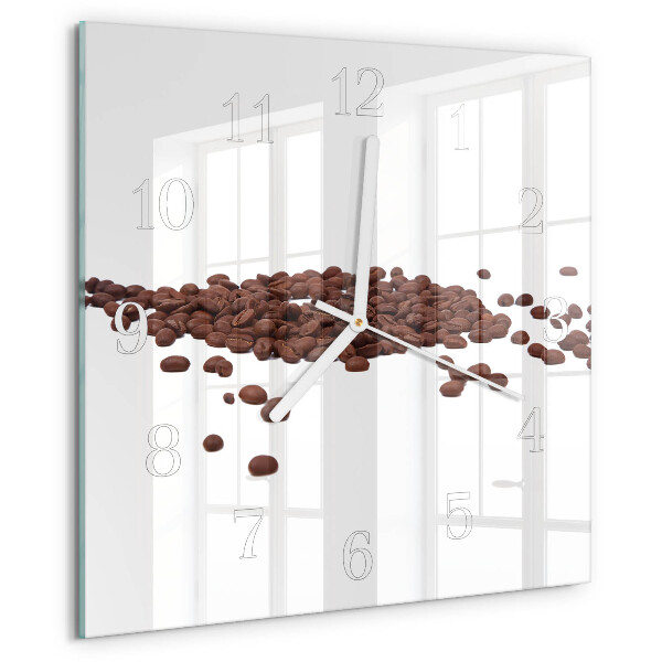 Wanduhr quadratisch Kaffeebohnen