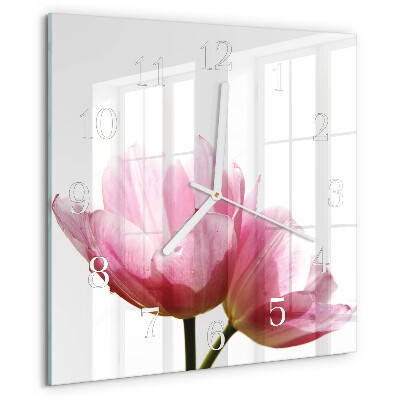 Wanduhr quadratisch Tulpen