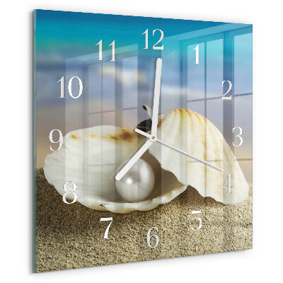 Wanduhr quadratisch Muschelperle