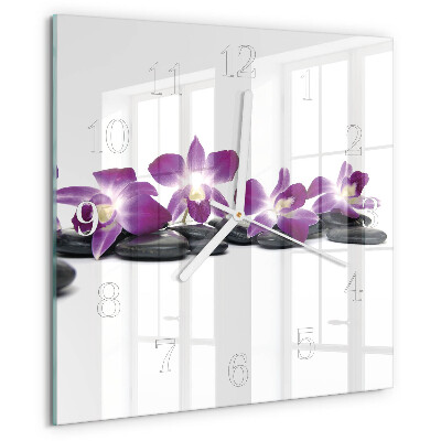 Wanduhr quadratisch Orchidee