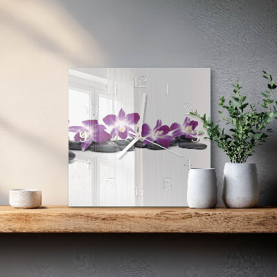 Wanduhr quadratisch Orchidee