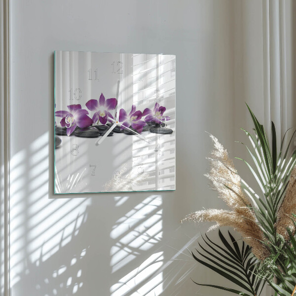 Wanduhr quadratisch Orchidee