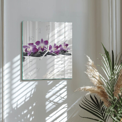 Wanduhr quadratisch Orchidee