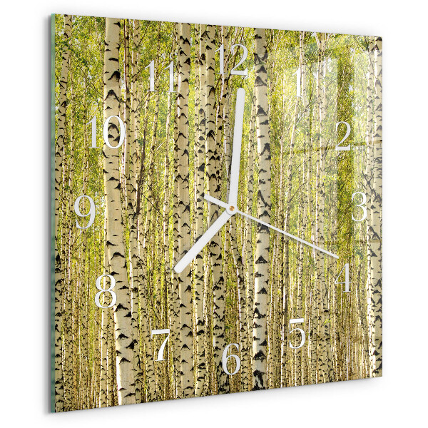 Wanduhr quadratisch Birkenwald