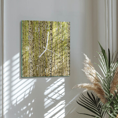 Wanduhr quadratisch Birkenwald