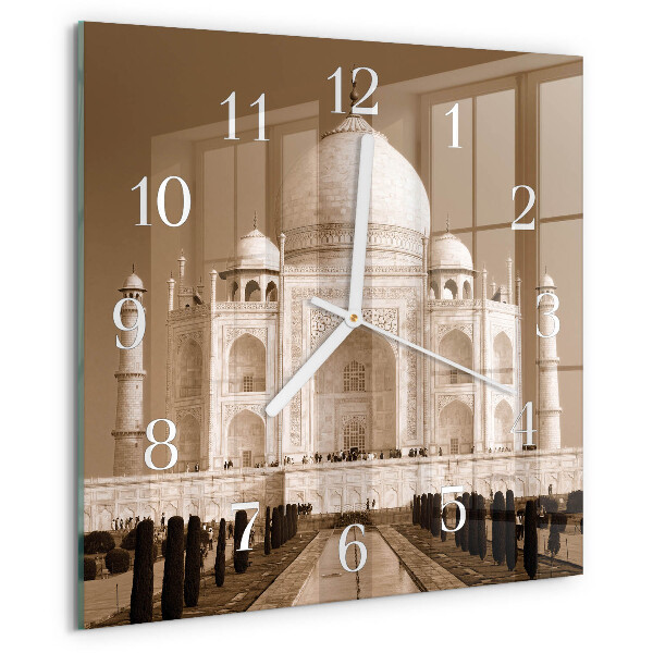 Wanduhr quadratisch Taj Mahal Sepia