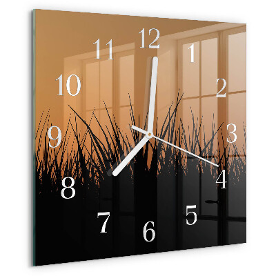 Wanduhr quadratisch Gras