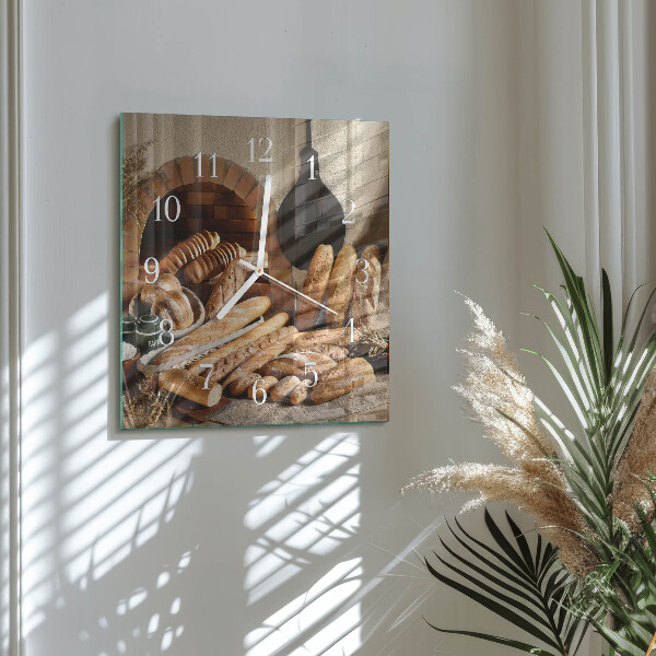 Wanduhr quadratisch Brot