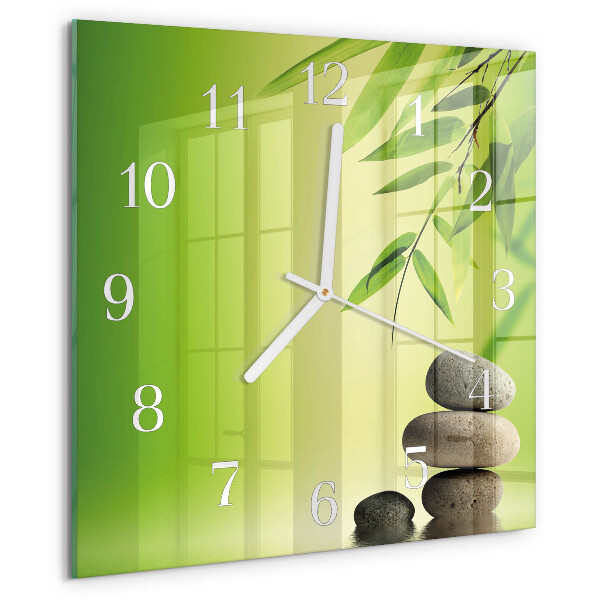 Wanduhr quadratisch Bambussteine