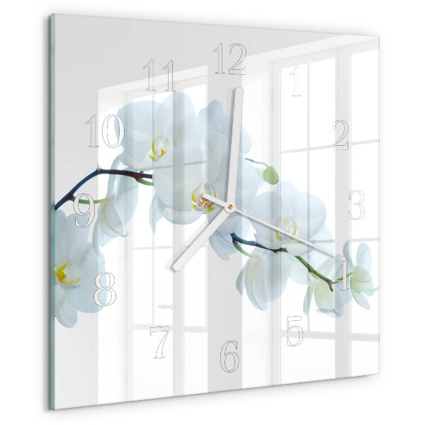 Wanduhr quadratisch Orchidee
