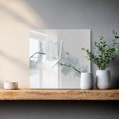 Wanduhr quadratisch Orchidee