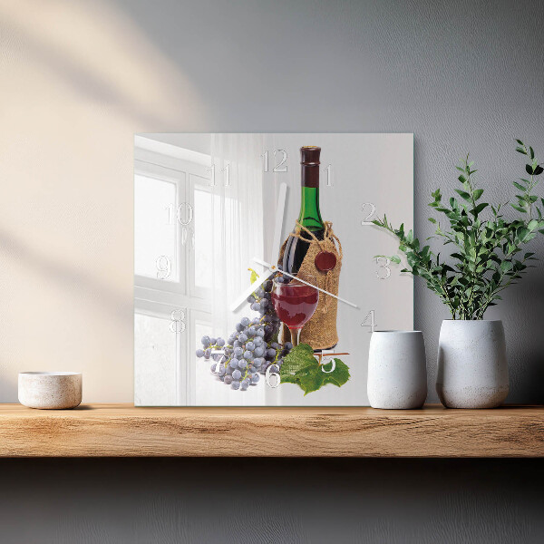 Wanduhr quadratisch Trauben für Wein