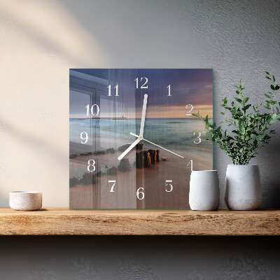 Wanduhr quadratisch Strand Meer