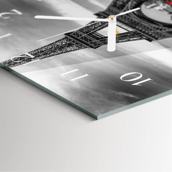 Wanduhr quadratisch Eiffelturm-Auto