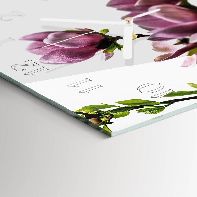 Wanduhr quadratisch Magnolienblüte