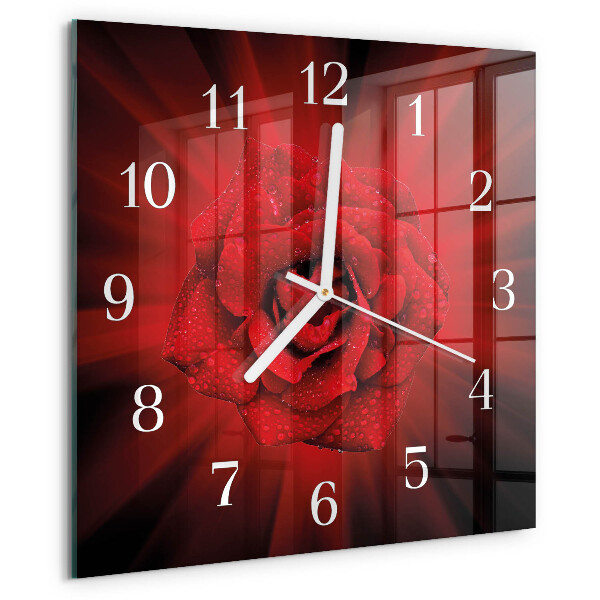 Wanduhr quadratisch Rose