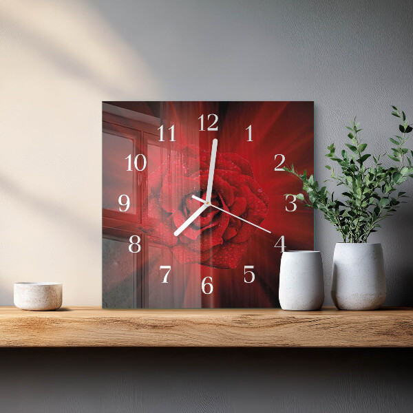 Wanduhr quadratisch Rose