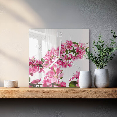 Wanduhr quadratisch Blumen