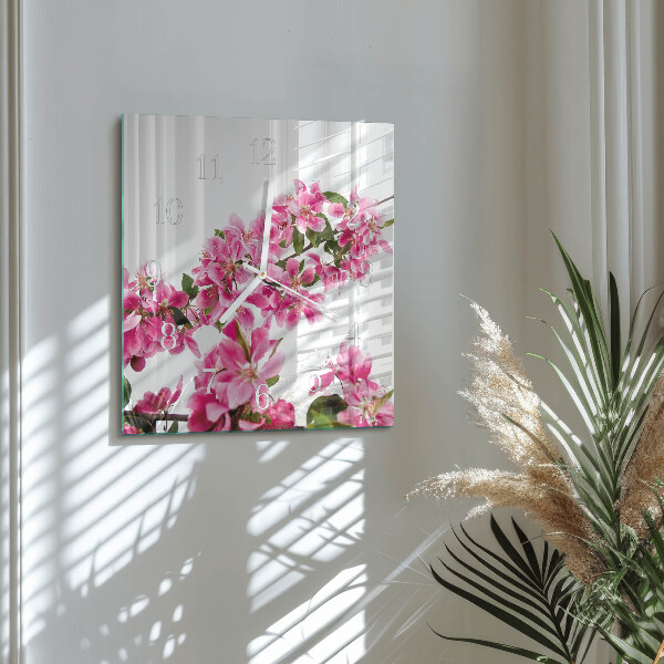 Wanduhr quadratisch Blumen