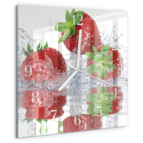 Wanduhr quadratisch Erdbeeren