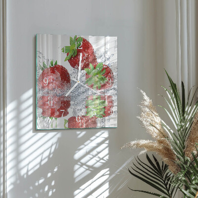 Wanduhr quadratisch Erdbeeren