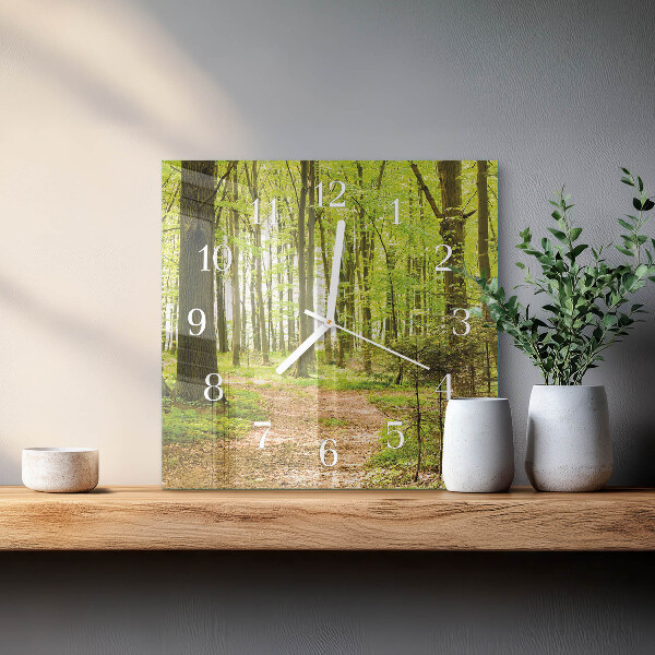 Wanduhr quadratisch Wald