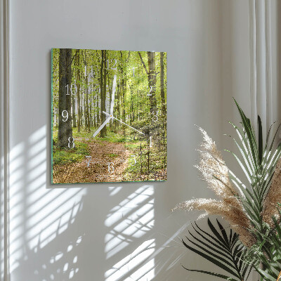 Wanduhr quadratisch Wald