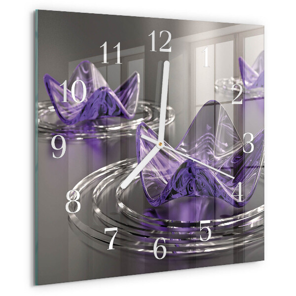 Wanduhr quadratisch Glasblumen