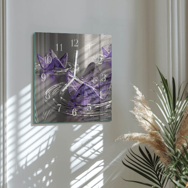 Wanduhr quadratisch Glasblumen