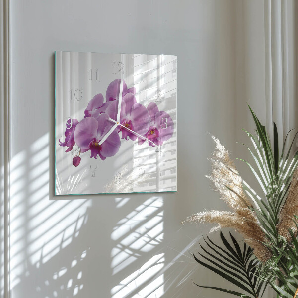 Wanduhr quadratisch Orchidee