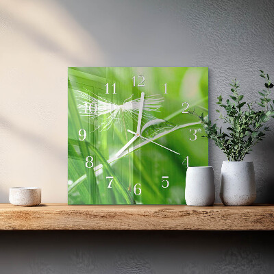 Wanduhr quadratisch Gras