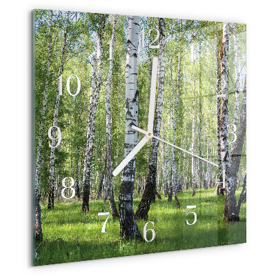 Wanduhr quadratisch Birkenwald