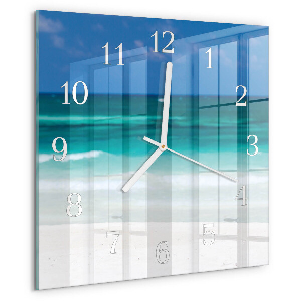 Wanduhr quadratisch Strand Meer