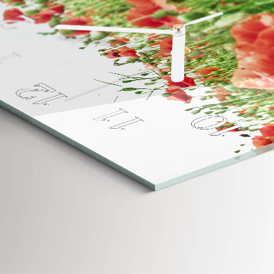 Wanduhr quadratisch Mohnblumen