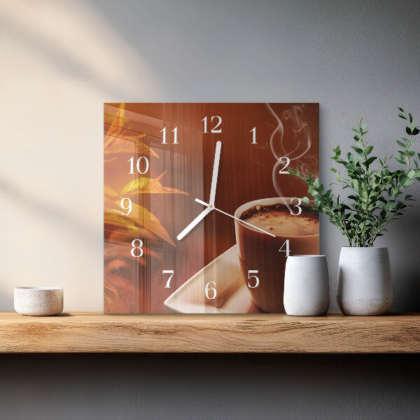 Wanduhr quadratisch Kaffee