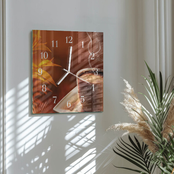 Wanduhr quadratisch Kaffee