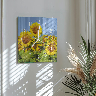Wanduhr quadratisch Sonnenblumen