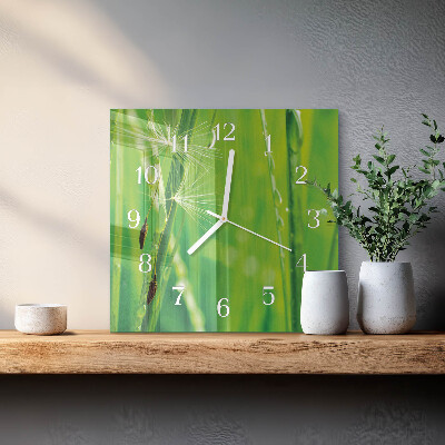 Wanduhr quadratisch Gras